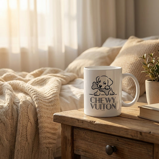 Kubek Chewy Vuiton szczeniak śmieszny prezent dla psiarzy