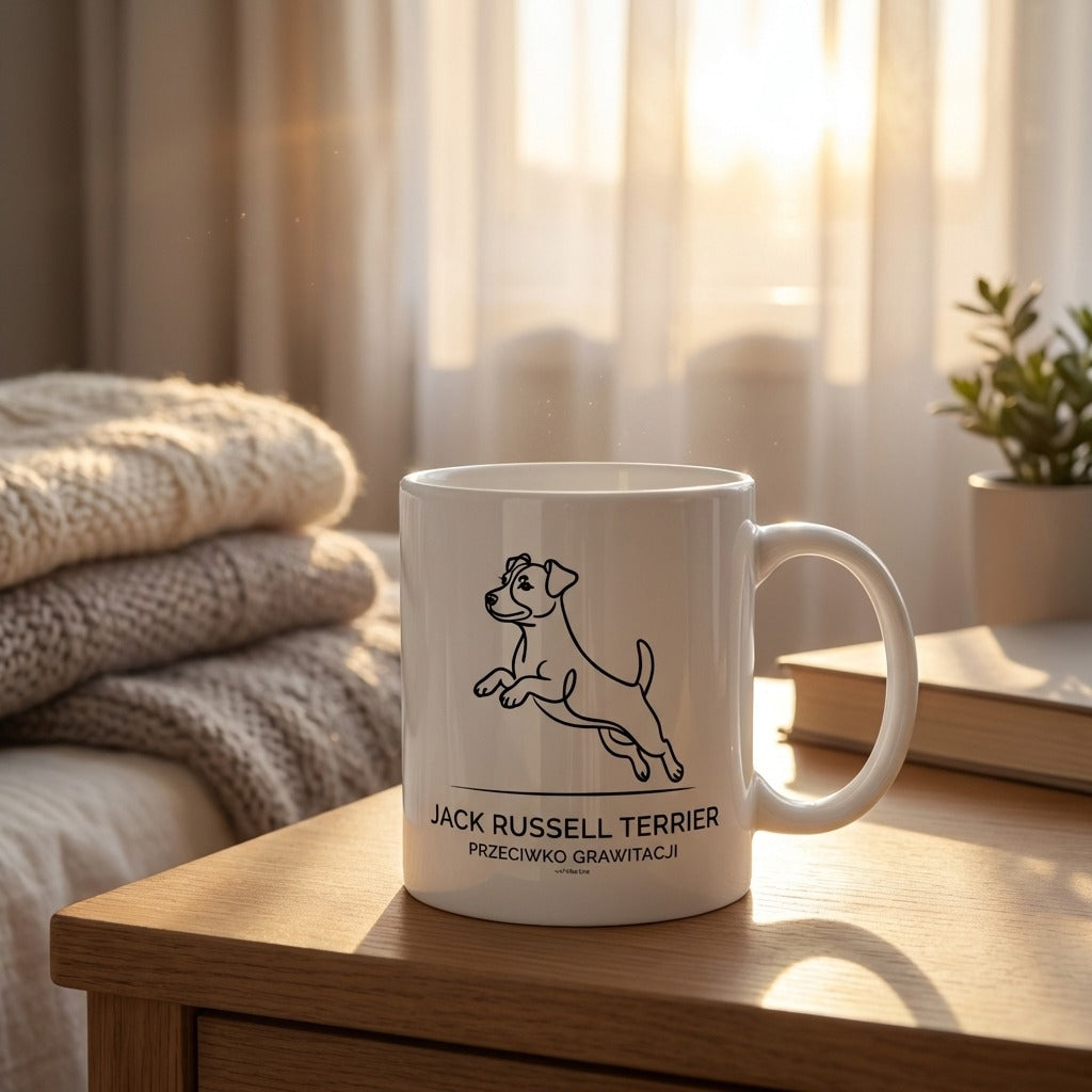 Kubek JRT Przeciwko Grawitacji śmieszny prezent dla psiarzy