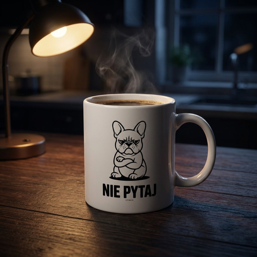 Kubek Nie Pytaj Buldog Francuski śmieszny prezent dla psiarzy