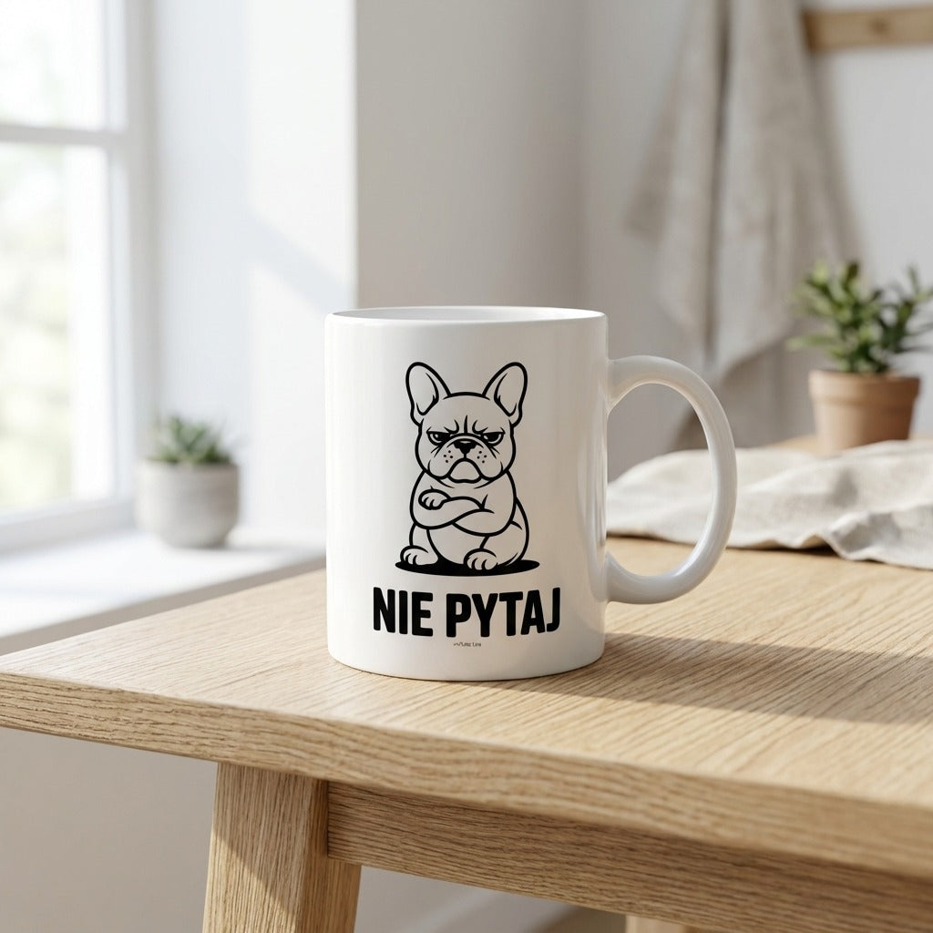 Kubek Nie Pytaj Buldog Francuski śmieszny prezent dla psiarzy